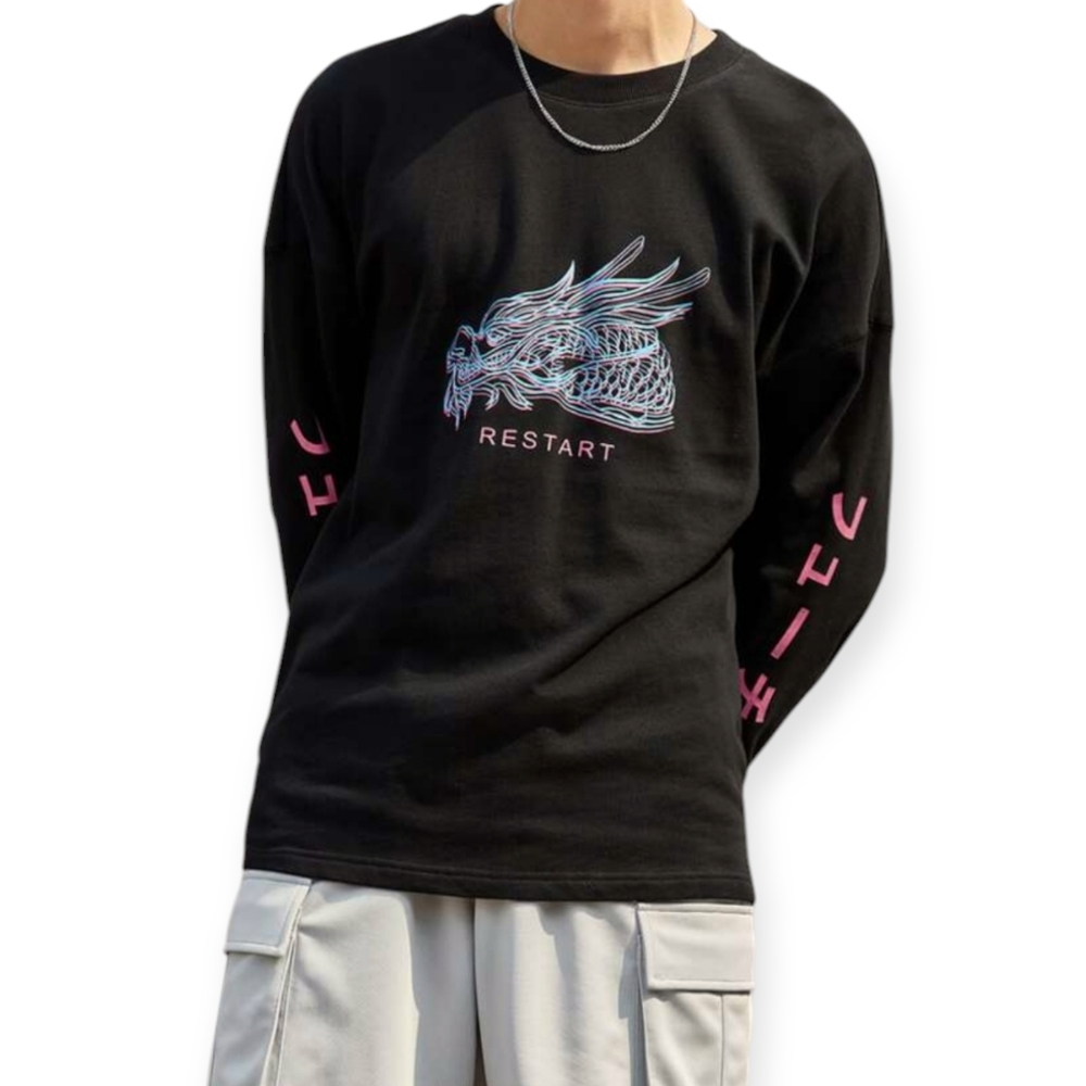Shein Mens Crewneck Dragon Sweatshirt sz L